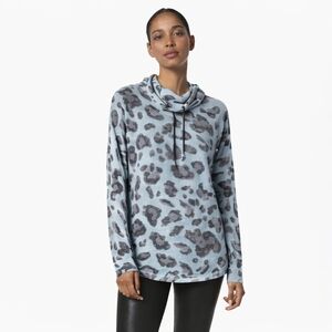 Marc New York Performance Leopard Print Cowl Neck Tunic Sweater XS